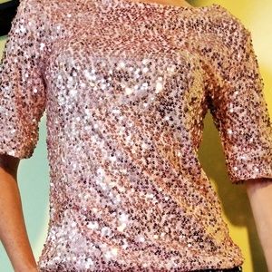 Vintage Dusty Rose Sequin Top
